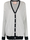 Plan C Stripe-print Button-up Cardigan In White