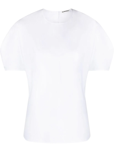 Jil Sander Short-sleeve Cotton Top In Bianco