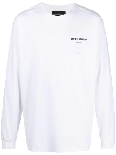 Prps Logo-print Long-sleeved T-shirt In Off White