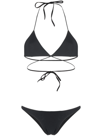 Lido Triangle-cup Design Bikini Set In Black