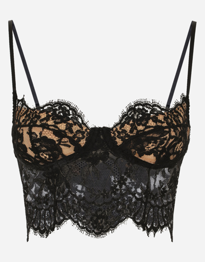 Dolce & Gabbana Lace Balconette Bralette In Black