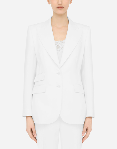 Dolce & Gabbana Single-breasted Woolen Turlington Blazer In White