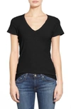 James Perse Casual V Neck Tee With Reverse Binding In Black
