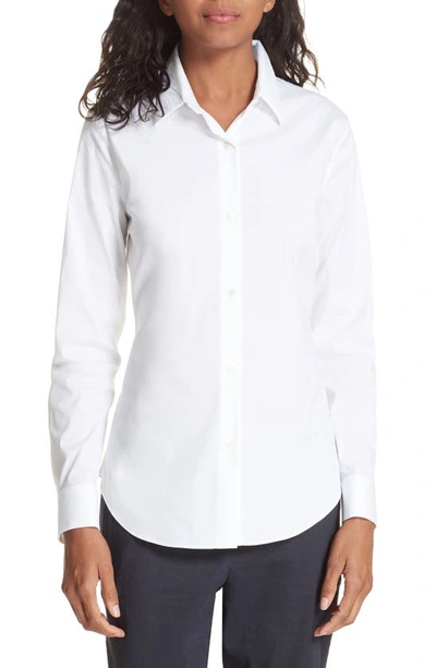 Theory Tenia Cotton Blend Blouse In White