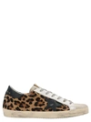 Golden Goose V-star In Leopard Pony Skin With Black Leather Star And Heel Tab In Multicolor