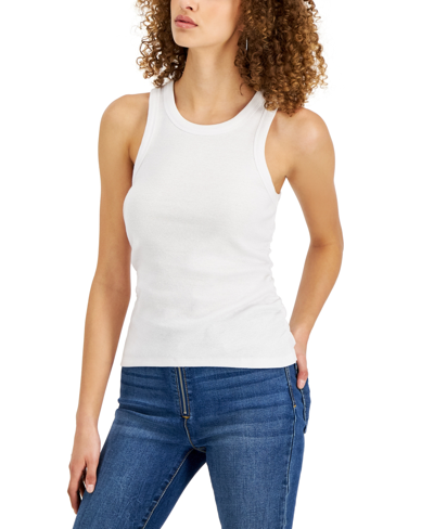 Rebellious One Juniors' Side-ruched Tank Top In White