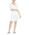 Nydj Modern Linen Blend Bermuda Shorts In Optic White