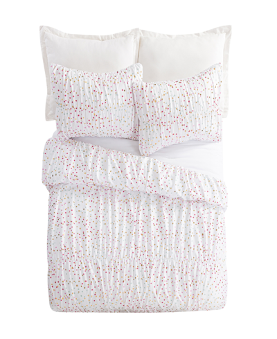 Urban Playground Iridescent Stars 3 Piece Comforter Set, Full/ Queen In White