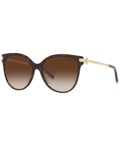 Tiffany & Co Women's Low Bridge Fit Sunglasses, Tf4193bf In Brown Gradient