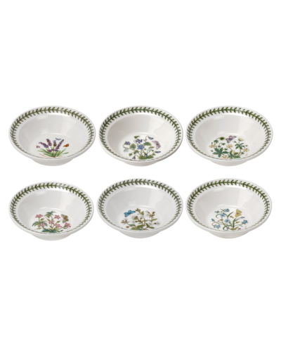 Portmeirion Botanic Garden Assorted Motifs Oatmeal And Soup Bowl, Set Of 6 In White