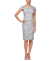 Alex Evenings Floral Embroidered Cocktail Sheath Dress In Dove