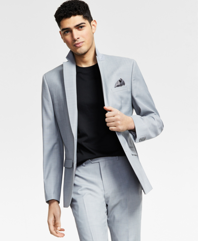 Bar Iii Men's Slim-fit Wool Sharkskin Suit Jacket, Created For Macy's In Light Grey