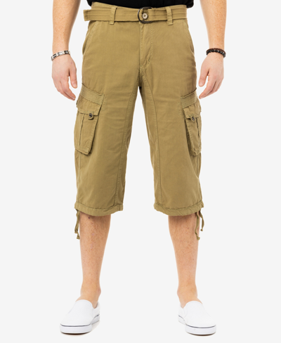 X-ray Men's Belted Capri Cargo Shorts In New Khaki