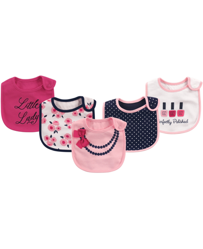 Little Treasure Side Closure Bibs, 5-pack In Bow Necklace