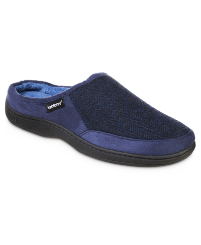 Isotoner Men's Herringbone Logan Hoodback Slipper In Navy Blue