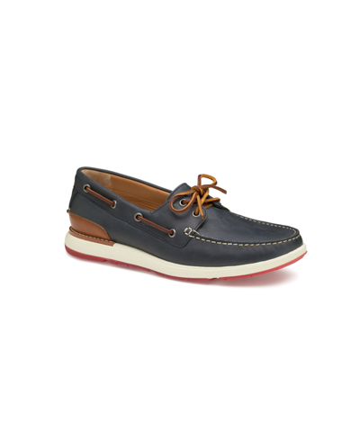 Johnston & Murphy Men's Bower Two-eye Tie Boat Shoes Men's Shoes In Navy