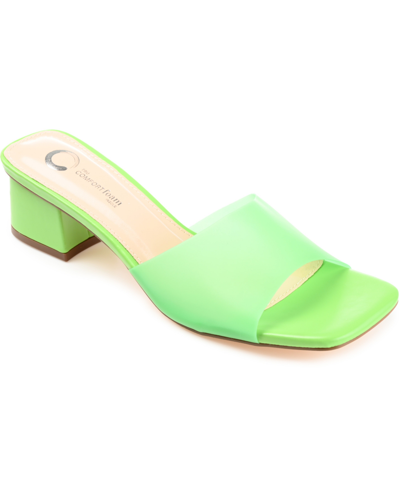 Journee Collection Women's Jaydin Vinyl Block Heel Sandals In Green