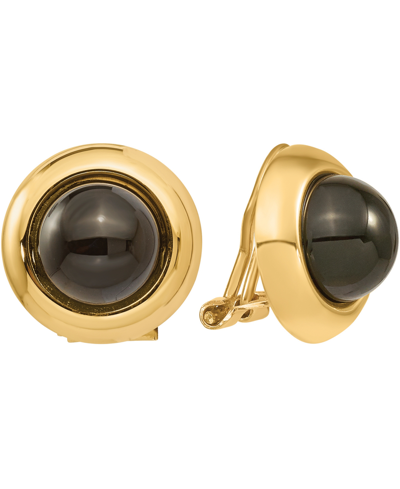 Macy's Onyx Button Clip-on Earrings In 14k Gold In Yellow Gold