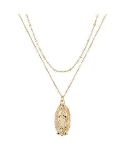 Unwritten 14k Gold Flash Plated Virgin Mary Layered Pendant Necklace In Gold-tone