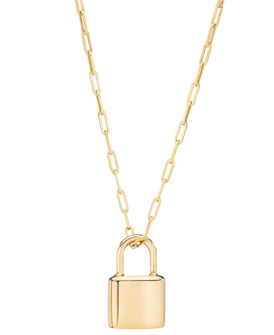 Macy's Padlock Paperclip 18" Pendant Necklace In 10k Gold In K Yellow Gold