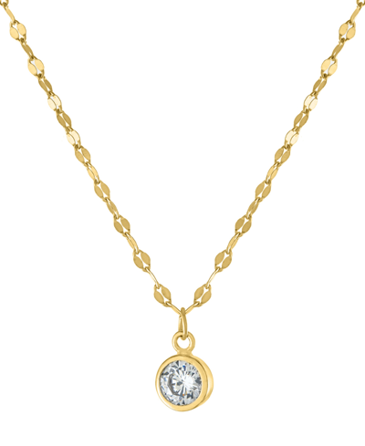 Giani Bernini Cubic Zirconia Bezel Solitaire Pendant Necklace In 18k Gold-plated Sterling Silver, 16" + 2" Extende In Gold Over Silver
