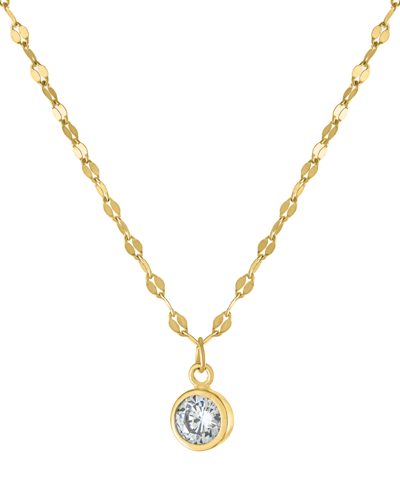 Giani Bernini Cubic Zirconia Bezel Solitaire Pendant Necklace In 18k Gold-plated Sterling Silver, 16" + 2" Extende