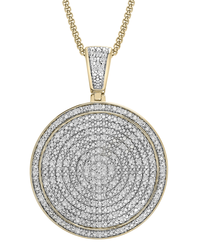 Macy's Men's Diamond Circle 22" Pendant Necklace (1/2 Ct. T.w.) In Sterling Silver (also In Black Diamond) In Gold Over Silver
