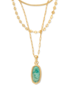 Kendra Scott Framed Gemstone Convertible Layered Pendant Necklace, 17" + 3" Extender In Sea Green Chrysocolla