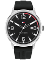 Tommy Hilfiger Men's Black Silicone Strap Watch 46mm, Created For Macy's In Black
