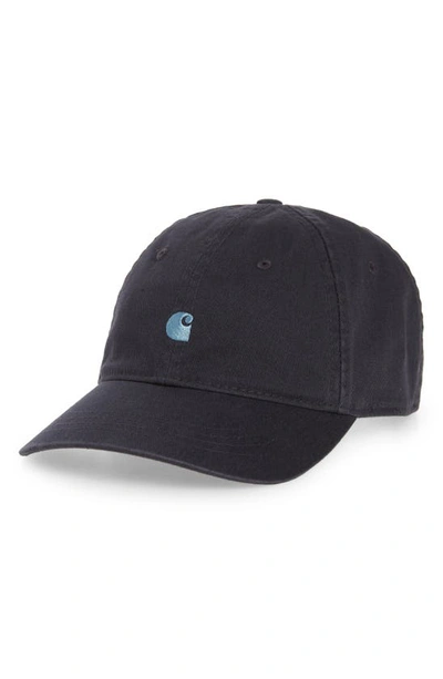 Carhartt Madison Baseball Cap In Dark Navy/ Icy Water