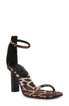 Natori Glow Luxe Leopard Satin Block Heel Sandal In Chestnut