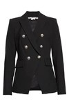 Veronica Beard Miller Dickey Double-breasted Grain De Poudre Blazer In Black