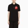 BURBERRY RED MONSTER-PATCH POLO IN BLACK