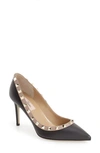 Valentino Garavani Rockstud Pointy Toe Pump In Black Leather