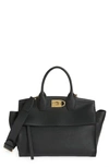 Ferragamo Studio Top Handle Satchel Bag In Nero