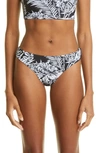 Palm Angels Tropical Print Bikini Bottoms In Black White