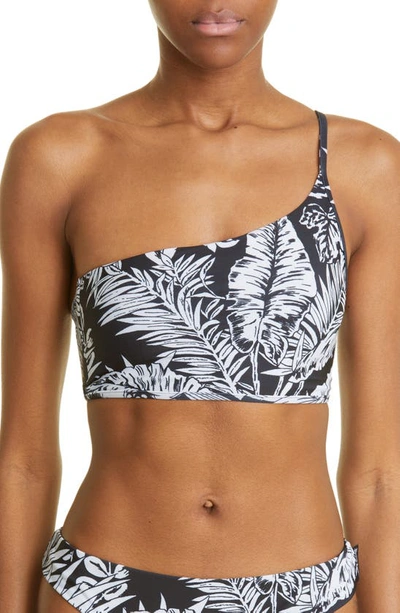 Palm Angels Jungle Print One-shouder Bikini Top In Black