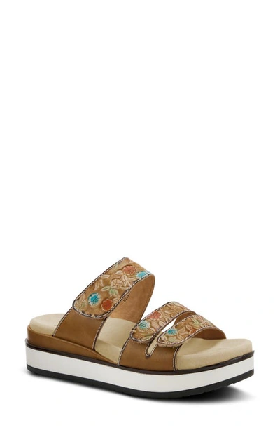 L'artiste Dearest Platform Slide Sandal In Beige Multi
