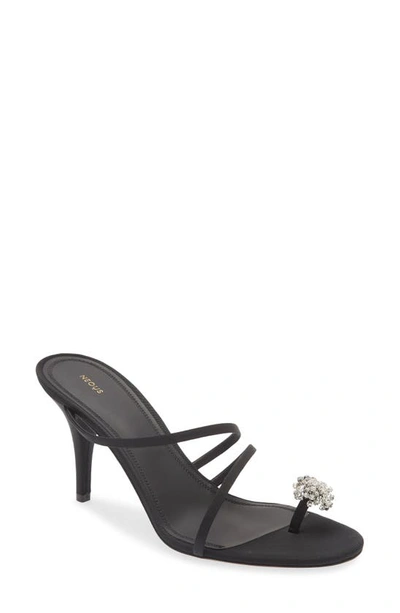 Neous Crystal Embellished Toe Loop Sandal In Black