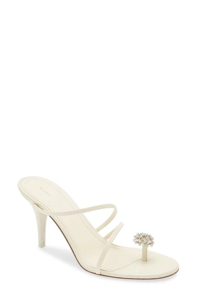 Neous Crystal Embellished Toe Loop Sandal In White