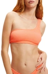 Good American Always Fits One-shoulder Bikini Top In Orange Cream001