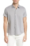 Robert Barakett Lanville Short Sleeve Knit Button-up Shirt In Dried Sage