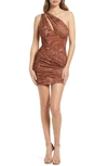 House Of Cb Clementine Cutout Ruched Minidress In Swirl Print Plus Cup