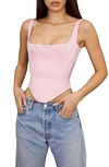 House Of Cb Rafa Satin Longline Corset Top In Fairy Pink