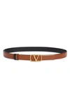 Valentino Garavani Vlogo Buckle Reversible Leather Belt In 11j Selleria-nero