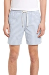 Nn07 Gregor Straight-leg Striped Cotton-blend Seersucker Drawstring Shorts In Blue