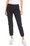 Frame Trapunto Stitch Cuffed Moto Pants In Washed Navy