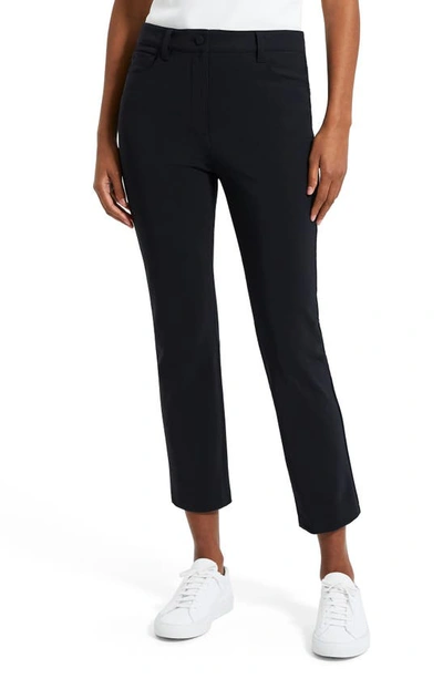 Theory Treeca Dover Plaid Slim Fit Cropped Pants In Black