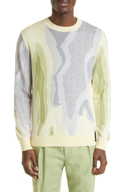 Fendi Girocollo Logo Print Cotton-blend Sweater In Multicolor