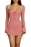 House Of Cb Baby Halter Long Sleeve Minidress In Pink Plus Cup